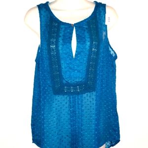 M - DANIEL RAIIN – BERMUDA BLUE – KEYHOLE BLOUSE